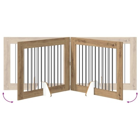 VidaXL Bramka dla psów z podpórkami 2 pcs Dąb artisan 100 x 80 cm