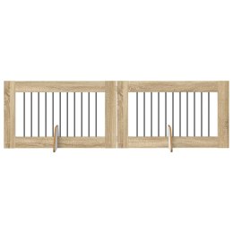 VidaXL Bramka dla psów z podpórkami 2 pcs dąb Sonoma 100 x 60 cm