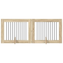 VidaXL Bramka dla psów z podpórkami 2 pcs dąb Sonoma 100 x 80 cm