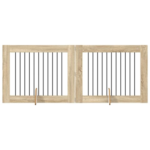 VidaXL Bramka dla psów z podpórkami 2 pcs dąb Sonoma 100 x 80 cm