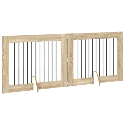 VidaXL Bramka dla psów z podpórkami 2 pcs dąb Sonoma 100 x 80 cm