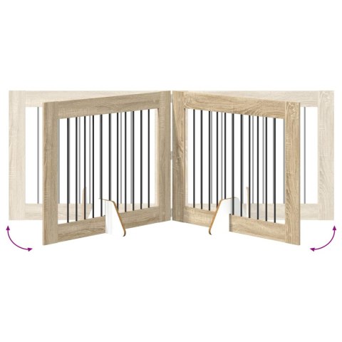 VidaXL Bramka dla psów z podpórkami 2 pcs dąb Sonoma 100 x 80 cm