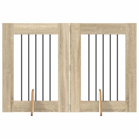VidaXL Bramka dla psów z podpórkami 2 pcs dąb Sonoma 60 x 80 cm