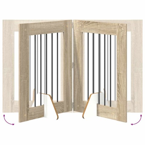 VidaXL Bramka dla psów z podpórkami 2 pcs dąb Sonoma 60 x 80 cm