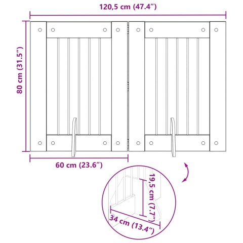 VidaXL Bramka dla psów z podpórkami 2 pcs dąb Sonoma 60 x 80 cm