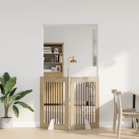 VidaXL Bramka dla psów z podpórkami 2 pcs dąb Sonoma 80 x 100 cm