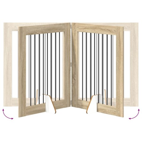 VidaXL Bramka dla psów z podpórkami 2 pcs dąb Sonoma 80 x 100 cm