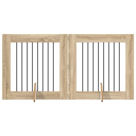 VidaXL Bramka dla psów z podpórkami 2 pcs dąb Sonoma 80 x 80 cm