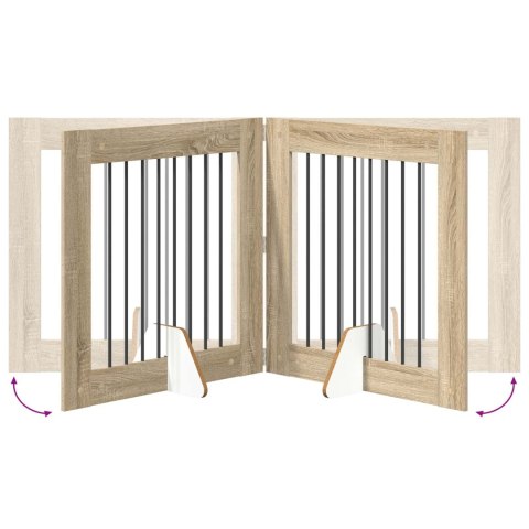 VidaXL Bramka dla psów z podpórkami 2 pcs dąb Sonoma 80 x 80 cm