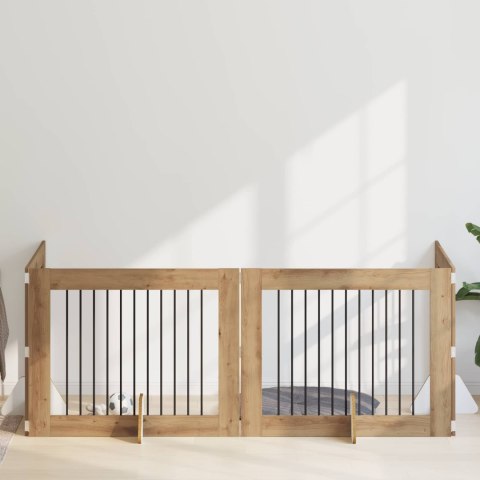 VidaXL Bramka dla psów z podpórkami 4 pcs Dąb artisan 100 x 80 cm