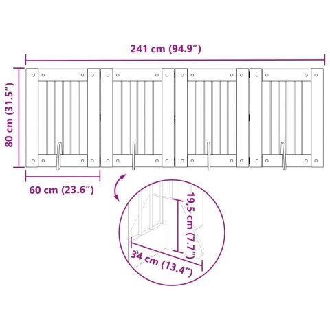 VidaXL Bramka dla psów z podpórkami 4 pcs Dąb artisan 60 x 80 cm