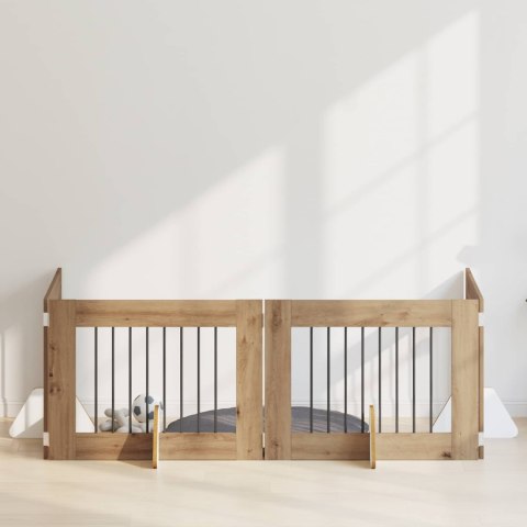 VidaXL Bramka dla psów z podpórkami 4 pcs Dąb artisan 80 x 60 cm