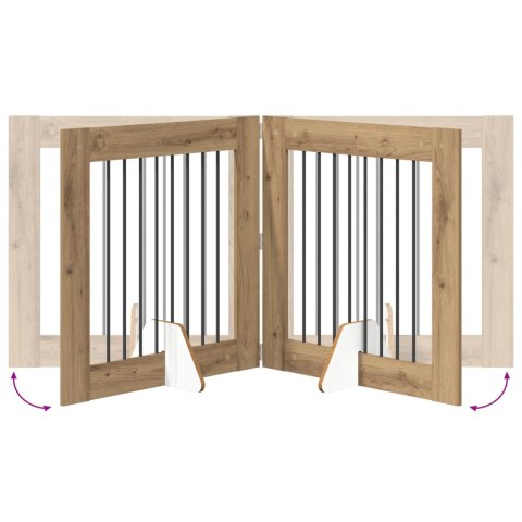 VidaXL Bramka dla psów z podpórkami 4 pcs Dąb artisan 80 x 80 cm