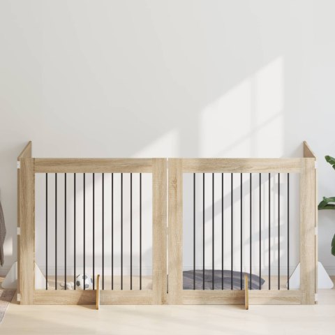 VidaXL Bramka dla psów z podpórkami 4 pcs dąb Sonoma 100 x 100 cm