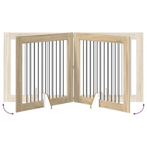 VidaXL Bramka dla psów z podpórkami 4 pcs dąb Sonoma 100 x 100 cm