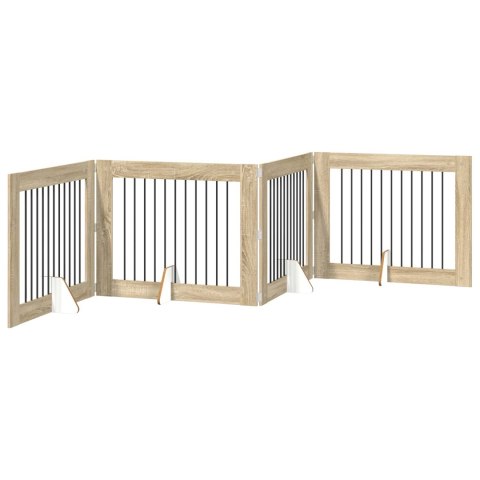 VidaXL Bramka dla psów z podpórkami 4 pcs dąb Sonoma 100 x 80 cm