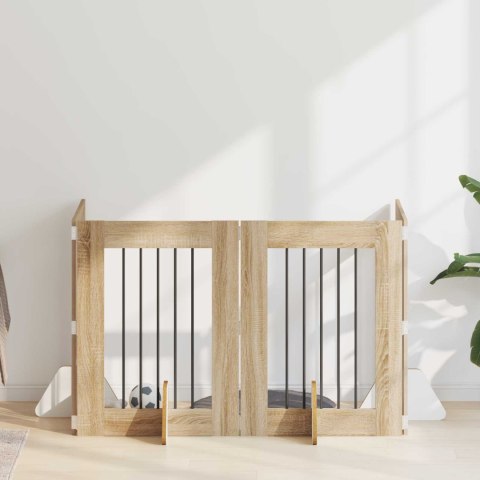 VidaXL Bramka dla psów z podpórkami 4 pcs dąb Sonoma 60 x 80 cm
