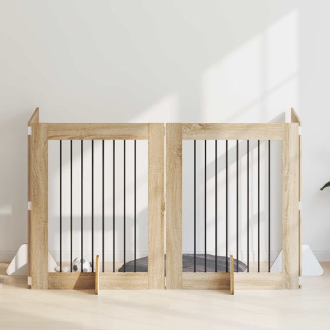 VidaXL Bramka dla psów z podpórkami 4 pcs dąb Sonoma 80 x 100 cm