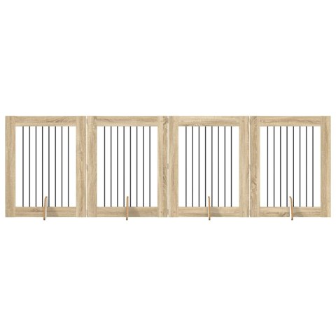 VidaXL Bramka dla psów z podpórkami 4 pcs dąb Sonoma 80 x 100 cm