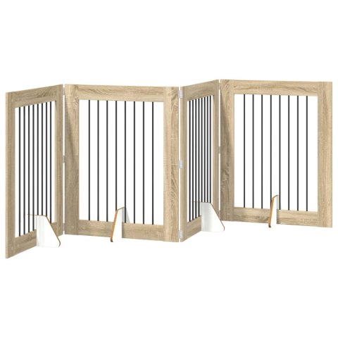 VidaXL Bramka dla psów z podpórkami 4 pcs dąb Sonoma 80 x 100 cm