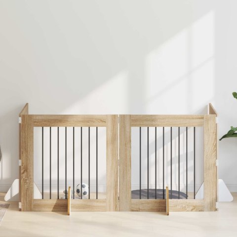 VidaXL Bramka dla psów z podpórkami 4 pcs dąb Sonoma 80 x 80 cm