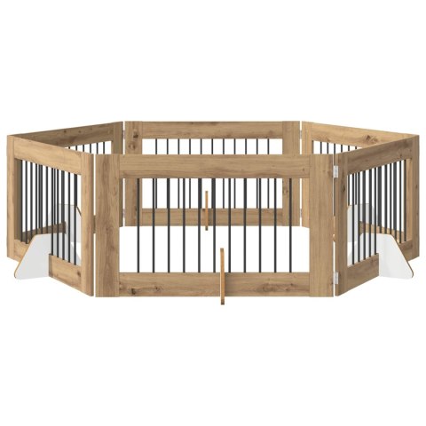 VidaXL Bramka dla psów z podpórkami 6 pcs Dąb artisan 100 x 60 cm