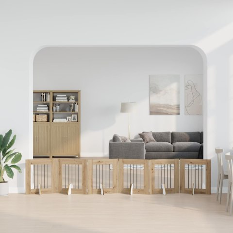 VidaXL Bramka dla psów z podpórkami 6 pcs Dąb artisan 60 x 60 cm