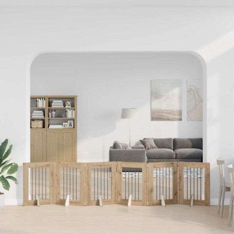 VidaXL Bramka dla psów z podpórkami 6 pcs Dąb artisan 60 x 80 cm