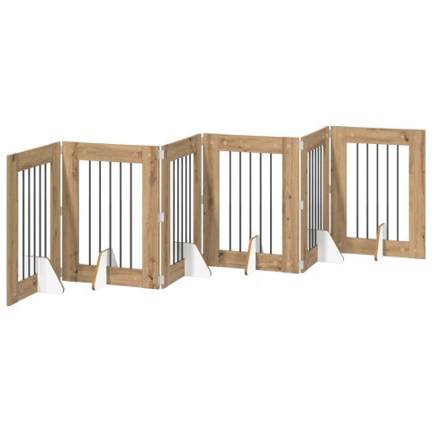 VidaXL Bramka dla psów z podpórkami 6 pcs Dąb artisan 60 x 80 cm
