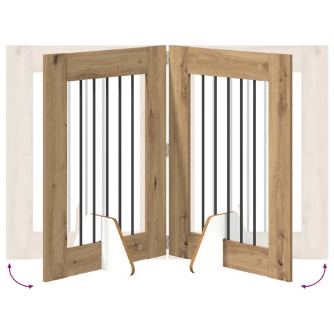 VidaXL Bramka dla psów z podpórkami 6 pcs Dąb artisan 60 x 80 cm