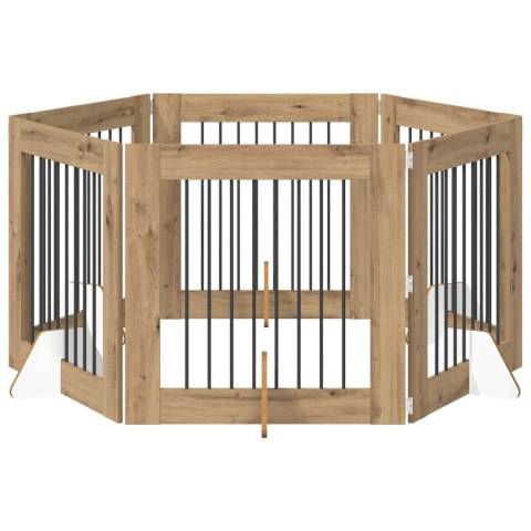VidaXL Bramka dla psów z podpórkami 6 pcs Dąb artisan 80 x 80 cm