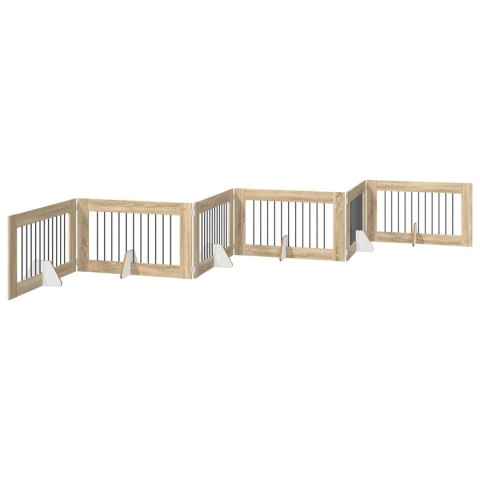 VidaXL Bramka dla psów z podpórkami 6 pcs dąb Sonoma 100 x 60 cm