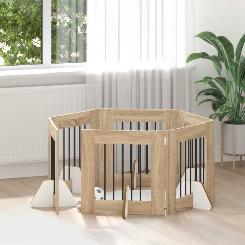 VidaXL Bramka dla psów z podpórkami 6 pcs dąb Sonoma 60 x 60 cm