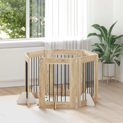 VidaXL Bramka dla psów z podpórkami 6 pcs dąb Sonoma 60 x 80 cm