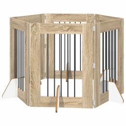 VidaXL Bramka dla psów z podpórkami 6 pcs dąb Sonoma 60 x 80 cm