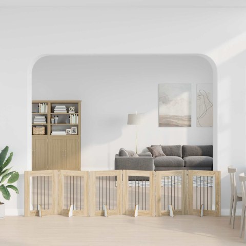 VidaXL Bramka dla psów z podpórkami 6 pcs dąb Sonoma 60 x 80 cm
