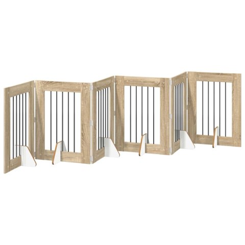 VidaXL Bramka dla psów z podpórkami 6 pcs dąb Sonoma 60 x 80 cm