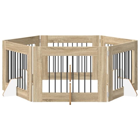 VidaXL Bramka dla psów z podpórkami 6 pcs dąb Sonoma 80 x 60 cm