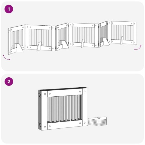 VidaXL Bramka dla psów z podpórkami 6 pcs dąb Sonoma 80 x 60 cm