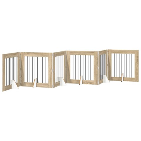 VidaXL Bramka dla psów z podpórkami 6 pcs dąb Sonoma 80 x 80 cm