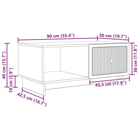 VidaXL Stolik kawowy Biały 90 x 50 x 40 cm Drewno inżynieryjne
