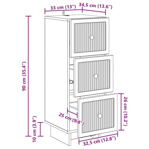 VidaXL Szafka z Szufladami Biały 33 x 34,5 x 90 cm Drewno inżynieryjne
