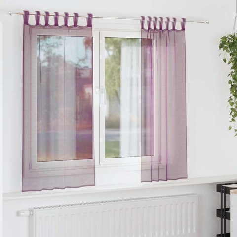 VidaXL Zasłony woalowe z pętelkami 2 szt. Fioletowe 140x140 cm
