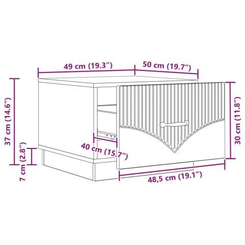 VidaXL Stolik kawowy Biały 49 x 50 x 37 cm Drewno inżynieryjne