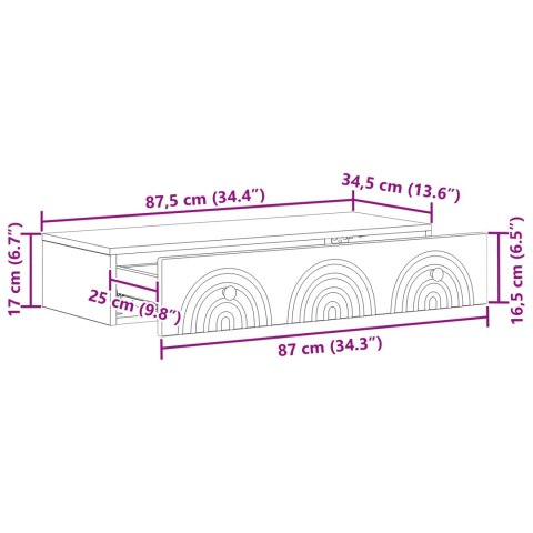 VidaXL Stolik boczny montowany na ścianie Biały 87,5 x 34,5 x 17 cm