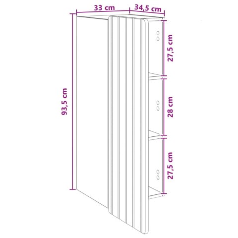 VidaXL Szafka ścienna Biały 33 x 34,5 x 94 cm Drewno inżynieryjne