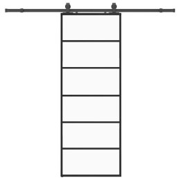 VidaXL Drzwi przesuwne z zestawem okuć czarne 76x205 cm ESG szkło