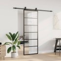 VidaXL Drzwi przesuwne z zestawem okuć czarne 76x205 cm ESG szkło