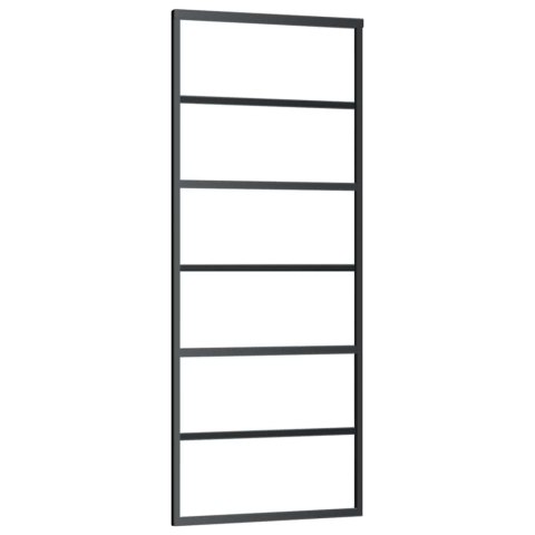 VidaXL Drzwi przesuwne z zestawem okuć czarne 76x205 cm ESG szkło