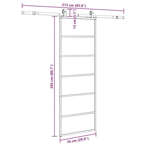 VidaXL Drzwi przesuwne z zestawem okuć czarne 76x205 cm ESG szkło